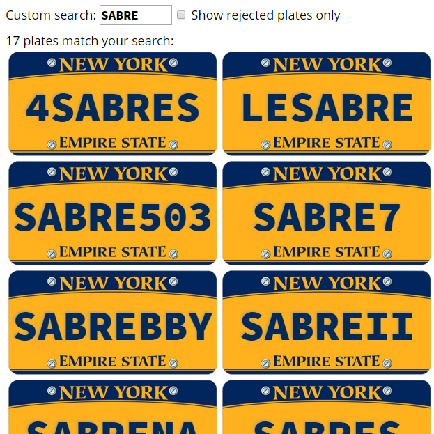 NYS Custom License Plates