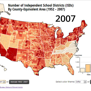 Independent school districts by county, over time